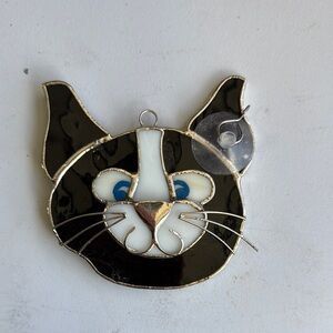 Gallery Black and White Glass Art Cat Face